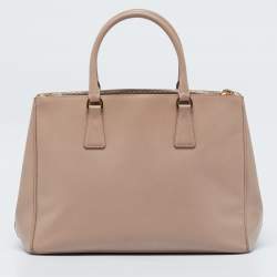 Prada Dusty Pink Saffiano Lux Leather Medium Double Zip Tote