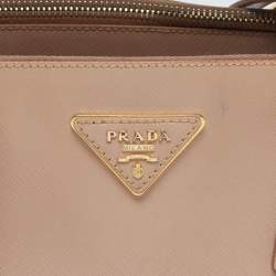 Prada Dusty Pink Saffiano Lux Leather Medium Double Zip Tote