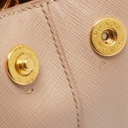 Prada Nude Saffiano Leather Small Double Zip Tote
