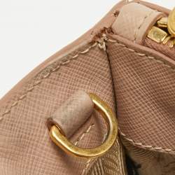 Prada Nude Saffiano Leather Small Double Zip Tote