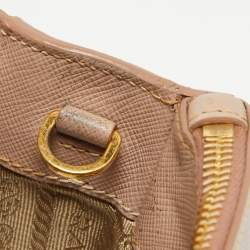 Prada Nude Saffiano Leather Small Double Zip Tote