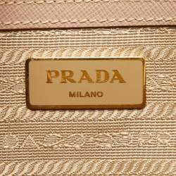 Prada Nude Saffiano Leather Small Double Zip Tote