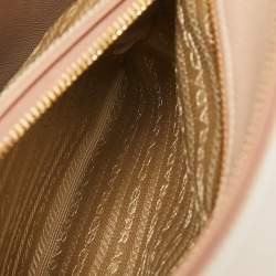 Prada Nude Saffiano Leather Small Double Zip Tote