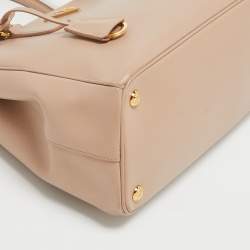 Prada Nude Saffiano Leather Small Double Zip Tote