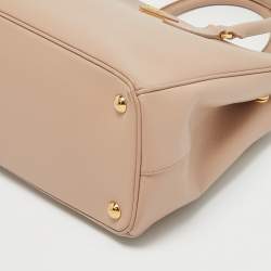 Prada Nude Saffiano Leather Small Double Zip Tote
