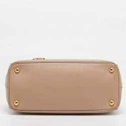 Prada Nude Saffiano Leather Small Double Zip Tote