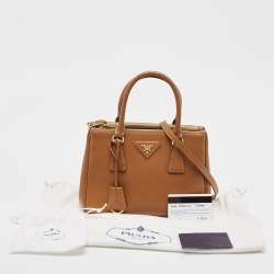 Pre Owned Prada Brown Saffiano Lux Leather Small Galleria Tote