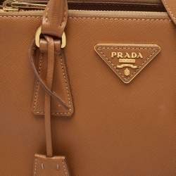 Pre Owned Prada Brown Saffiano Lux Leather Small Galleria Tote