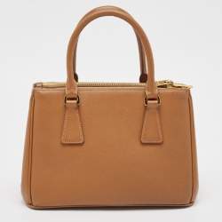 Pre Owned Prada Brown Saffiano Lux Leather Small Galleria Tote