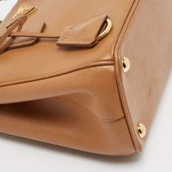 Pre Owned Prada Brown Saffiano Lux Leather Small Galleria Tote