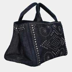 مملوكة مسبقًا حقيبة برادا دنيم مزينة بالكريستال وعينين بطريقتين