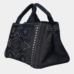 مملوكة مسبقًا حقيبة برادا دنيم مزينة بالكريستال وعينين بطريقتين