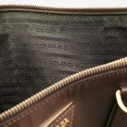 Pre Owned Prada Brown Saffiano Lux Leather Executive Galleria Double Zip Tote