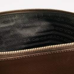 Pre Owned Prada Brown Saffiano Lux Leather Executive Galleria Double Zip Tote