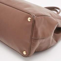Pre Owned Prada Brown Saffiano Lux Leather Executive Galleria Double Zip Tote