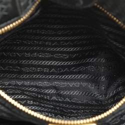 Pre Owned Prada Black Woven Leather Madras Tote