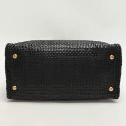 Pre Owned Prada Black Woven Leather Madras Tote