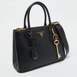 Pre Owned Prada Black Saffiano Leather Medium Galleria Tote