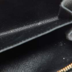 Prada Black Saffiano Leather Rabbit Charm Embellished Compact Wallet