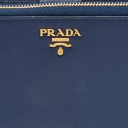 Prada Navy Blue Saffino Lux Leather French Continental Wallet