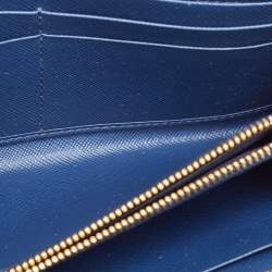 Prada Navy Blue Saffino Lux Leather French Continental Wallet