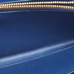 Prada Navy Blue Saffino Lux Leather French Continental Wallet