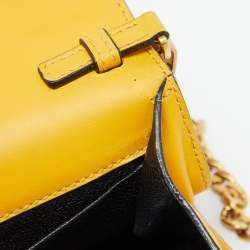 Pre Owned Prada Yellow/Black Leather Cahier Flap Shoulder Bag