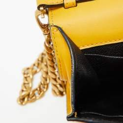 Pre Owned Prada Yellow/Black Leather Cahier Flap Shoulder Bag