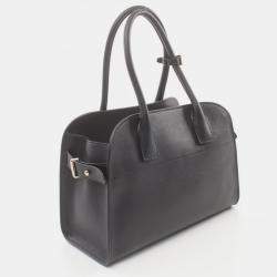 Prada Leather Black SOFT GLAIN Medium Tote Bag