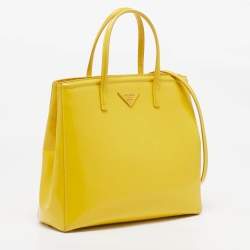 Pre Owned Prada Yellow Patent Leather Parabole Tote