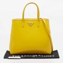 Pre Owned Prada Yellow Patent Leather Parabole Tote