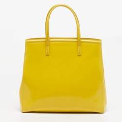 Pre Owned Prada Yellow Patent Leather Parabole Tote
