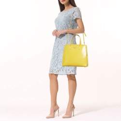 Pre Owned Prada Yellow Patent Leather Parabole Tote