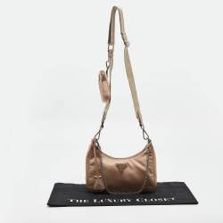 Prada Beige Nylon Re-Edition 2005 Baguette Bag