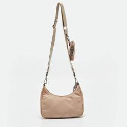 Prada Beige Nylon Re-Edition 2005 Baguette Bag