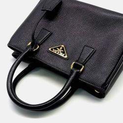 Pre Owned Prada Black Leather Prada Saffiano Lux Tote Bag