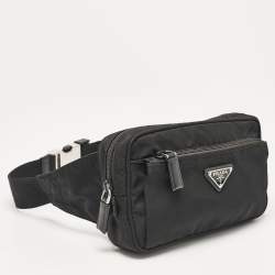 Pre Owned Prada Black Nylon Triangle Logo Front Pocket Belt Bag