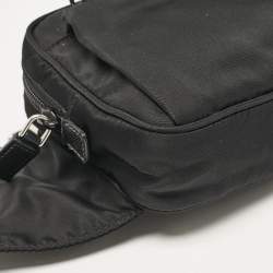Pre Owned Prada Black Nylon Triangle Logo Front Pocket Belt Bag
