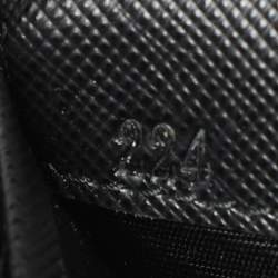 Pre Owned Prada Black Saffiano Lux Leather Oro Chain Wallet On chain