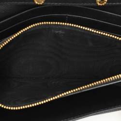 Pre Owned Prada Black Saffiano Lux Leather Oro Chain Wallet On chain