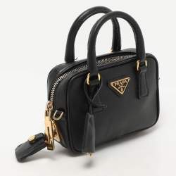 Pre Owned Prada Black Saffiano Lux Leather Mini Crossbody Bag