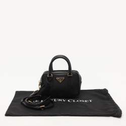 Pre Owned Prada Black Saffiano Lux Leather Mini Crossbody Bag