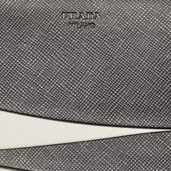 مملوكة مسبقًا Prada Black Saffiano Metal Leather Flap Continental Wallet