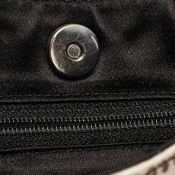 Prada Beige/Black Satin Embellished Baguette Bag