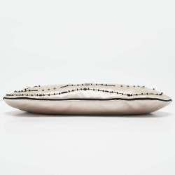 Prada Beige/Black Satin Embellished Baguette Bag