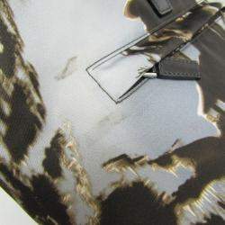 Prada Gray Khaki Brown Nylon Landscape Painting Backpack