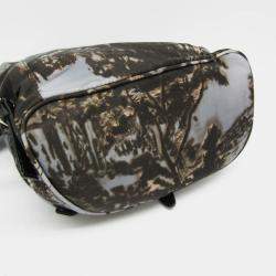 Prada Gray Khaki Brown Nylon Landscape Painting Backpack