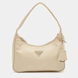 Pre Owned Prada Cream Nylon Re-Edition 2000 Bag