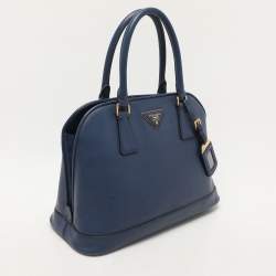 Prada Navy Blue Saffiano Lux Leather Medium Promenade Bag