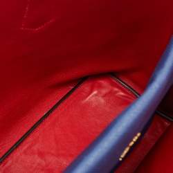 Pre Owned Prada Navy Blue Saffiano Cuir Leather Medium Double Handle Tote